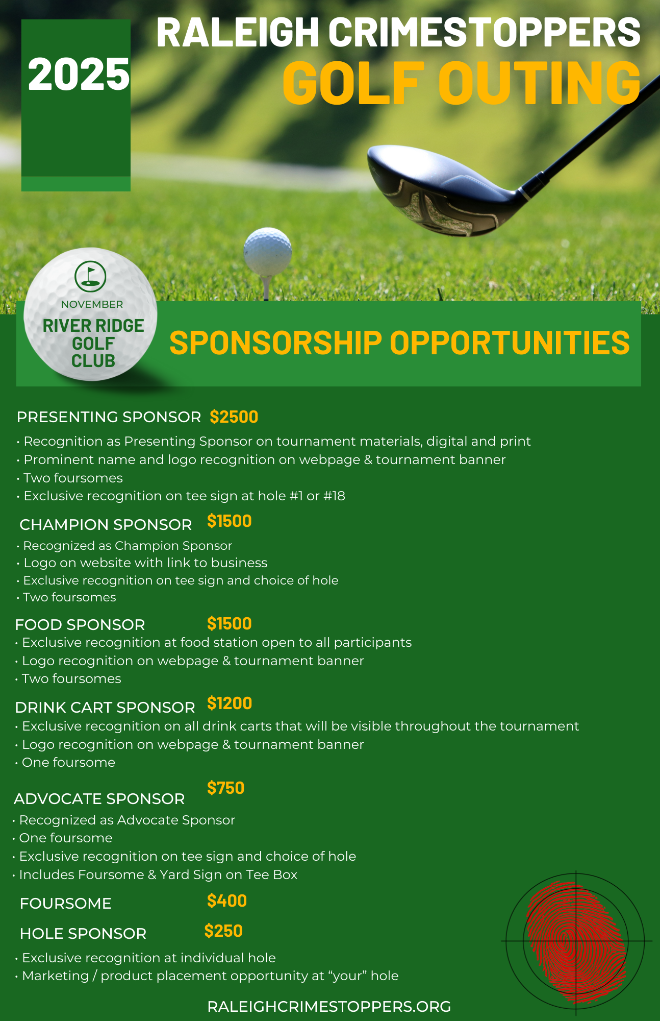 Crimestoppers Golf Tournament Flyer